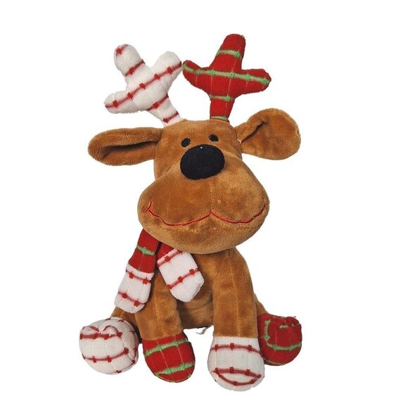 Nanco Reindeer Christmas Patchwork Scarf Plush Stuffed Animal 10" - Picture 1 of 6